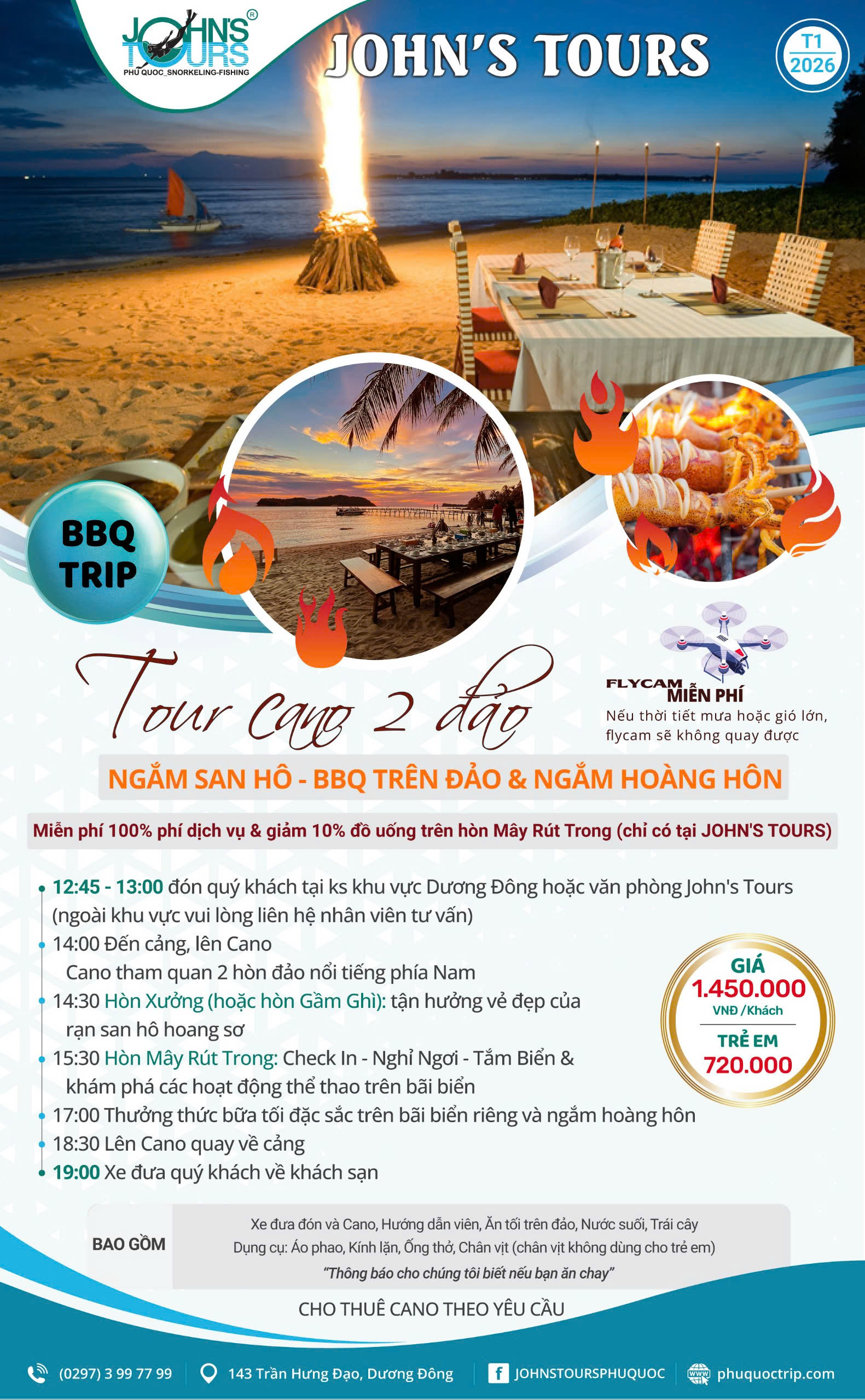 BBQ TRIP_TOUR CANO 2 ĐẢO: NGẮM SAN HÔ - BBQ TRÊN ĐẢO & NGẮM HOÀNG HÔN